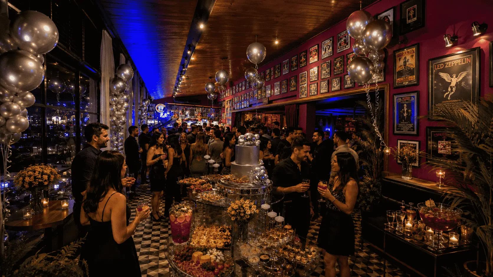 Ambiente sofisticado e evento acontecendo no Bolshoi Pub